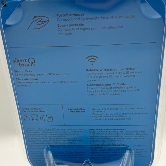 Logitech Wireless Mouse M340 Blue Galaxy Silent Clicks USB Receiver NEW OPEN BOX - Picture 3 of 9